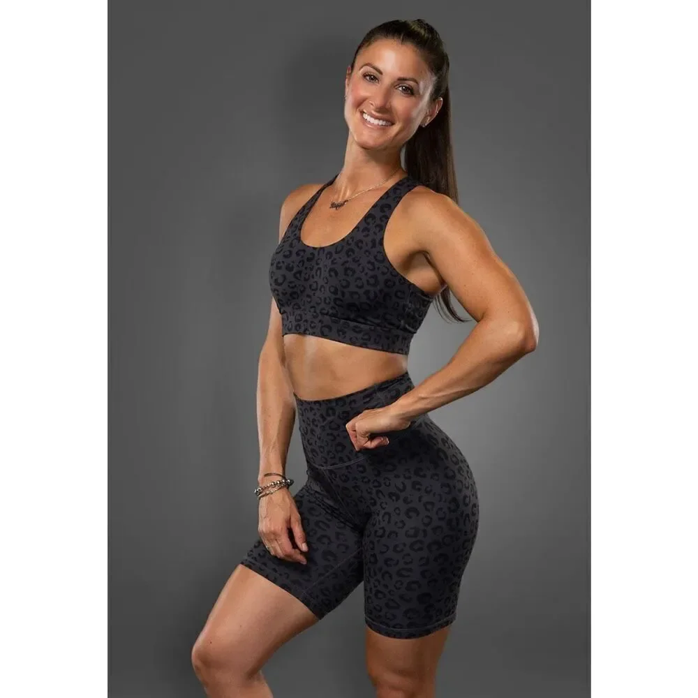 NWT Violate the Dress Code black gray leopard shorts size small